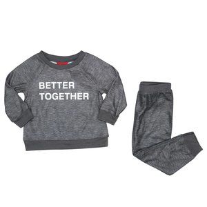 Family PJs Better Together Graphic Print 2-Piece Unisex Baby Pajama Set NWT Grey